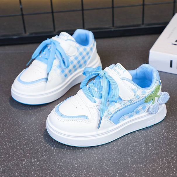 Children's small white shoes girls students flat casual sports shoes board shoes leather upper single shoes_viptrois.com