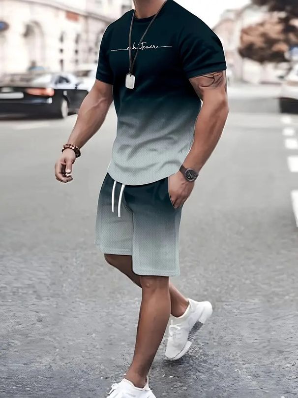 Men's 3D Casual Sports Suit Two Piece Set For Summer Outdoor Activities Hot Selling Item_viptrois.com