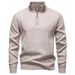 Men's Stand-Collar Half-Zip Knit Sweater – Relaxed Fit Thermal Lined Pullover (Breathable, Machine Washable, Colorfast)_viptrois.com
