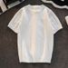 Men's Clothing Short Sleeved Sweater For Men In Summer, Simple And Versatile Design, Striped Half Sleeved Round Neck Knitted T Shirt_viptrois.com