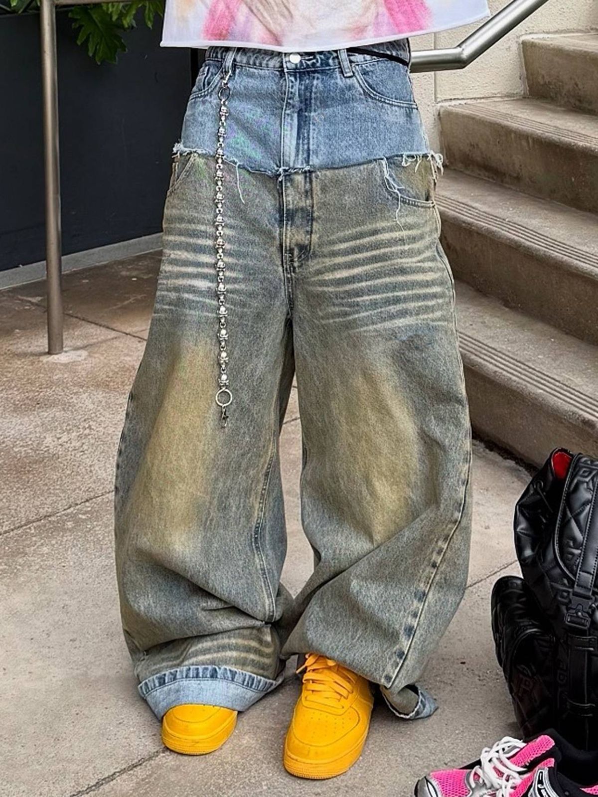 Men's Clothing High Street Fashion Brand Heavy Washed Distressed Deconstructed Patchwork Wide Leg Jeans Men's Street Hip Hop Loose Straight Pants_viptrois.com