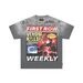 Vintage Gray Rhinestone Men's T-shirt Summer Loose Newspaper Scorpion Collage Double-sided Printed Couple's Top_viptrois.com