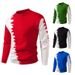 Men's Casual Color Block Round Neck Long Sleeve Knit Sweater - Autumn Winter Fashion Pullover For Youth_viptrois.com