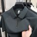 Men's Loose Fit Solid Color Polo Shirt Short Sleeve Casual Split Design Half Zip T-Shirt Summer Collared Top_viptrois.com