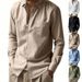 Men's Linen Casual Shirt – Breathable Button-Up Shirt With Lapel Collar (White/Black/Army Green/Khaki/Light Blue, Sizes S-XXXL_viptrois.com