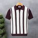 Striped Collared Short Sleeved Knit Sweater Thin Style Summer Men's Top_viptrois.com