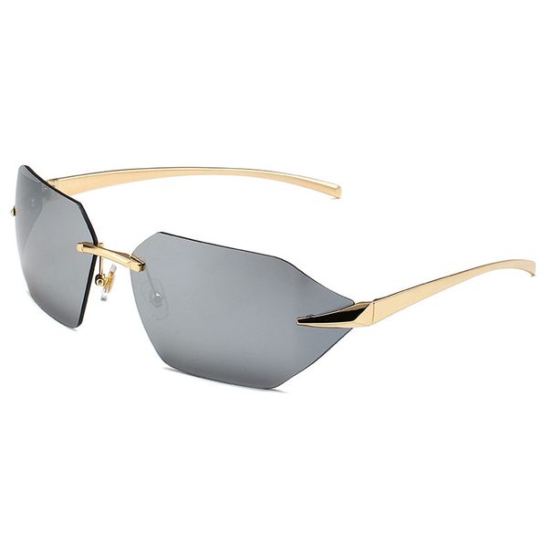 Men's Sunglasses Frameless Sunglasses Personality Simple Men And Women's Curved Lens Fashion Trend Sunglasses_viptrois.com