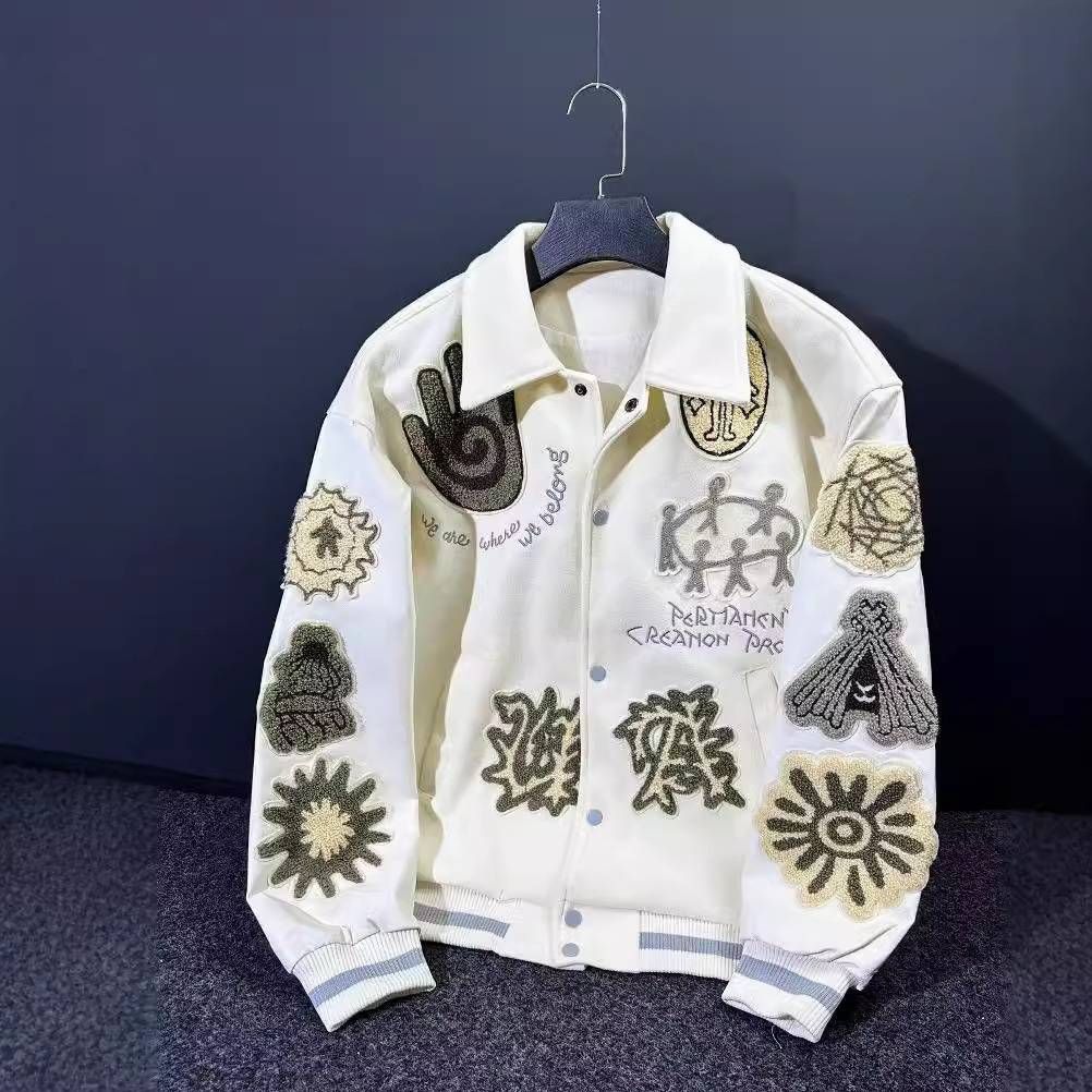 Men's Clothing Retro High End Baseball Jacket For Men, Spring And Autumn Jacket, Woolen Coat, Young Men And Women Couple Embroidery_viptrois.com