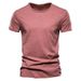 2025 Summer Hot Selling Men's Solid Color Bamboo Cotton Round Neck Short Sleeve T-shirt Bilingual Notes_viptrois.com