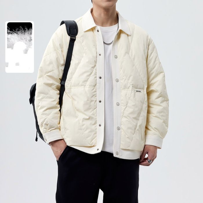 Men’s Reversible Down Jacket – 550FP White Duck Feather, Water-Resistant, Long Coat, Loose Fit, All-Season Wear (M-4XL)_viptrois.com