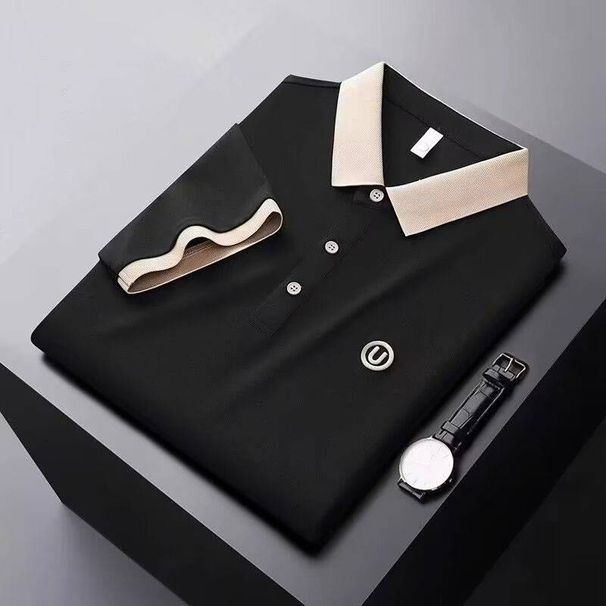 Men's Summer Short Sleeve Polo Shirt – Light Luxury Embroidered Collar, Contrast Color & Breathable Fabric, Relaxed Fit (M-5XL)_viptrois.com