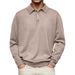 Men's Long Sleeve V-Neck Button-Up Polo Shirt - Comfortable Stretch Fabric, Lightweight & Breathable, Casual & Business Wear, Multiple Colors & Sizes_viptrois.com