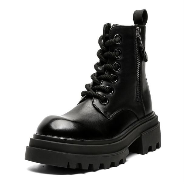 Retro Thick-soled Heightening Tooling Boots Hip-hop Locomotive Boots Niche Design Zhongbang Derby Shoes_viptrois.com