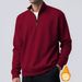 Men's Fleece-Lined High Neck Sweatshirt - Winter Zip-Up Thermal Top With Sherpa Interior, Slim Fit Pullover For Cold Weather_viptrois.com
