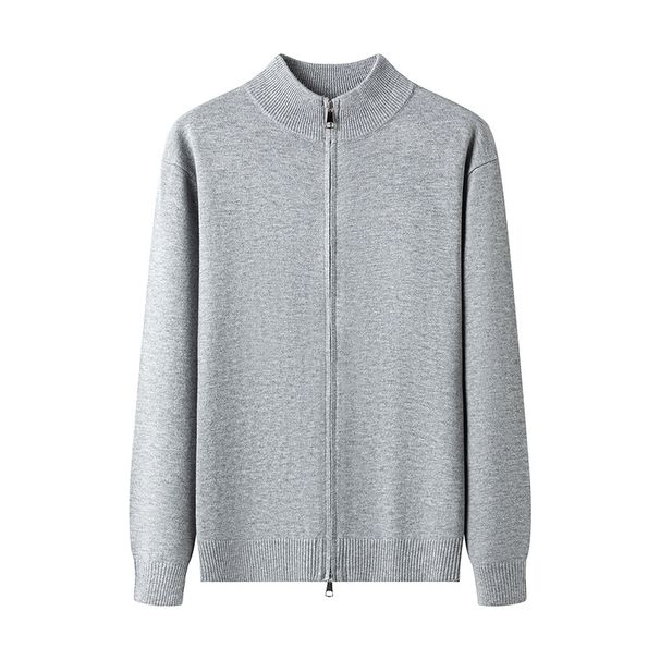 "Men's Dual-Zip High Neck Knit Sweater – Versatile Business Casual Pullover With Ribbed Hem (Charcoal/Black/Khaki, M-XXXL)"_viptrois.com