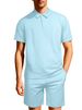 Men's Summer Waffle Knit Short Sleeve Button Down Shirt & Shorts Set - Breathable, Comfortable & Stylish Casual Outfit_viptrois.com