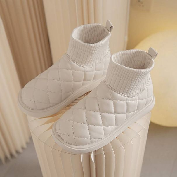 Snow boots women's new fashion thick soles in winter with extra thick velvet wear non-slip warm large cotton shoes_viptrois.com