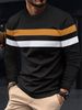 Large-sized Autumn And Winter Men's Round-neck Long-sleeved Two-tone Base Layer Shirt With A Thin Long-sleeved T-shirt Over The Head_viptrois.com