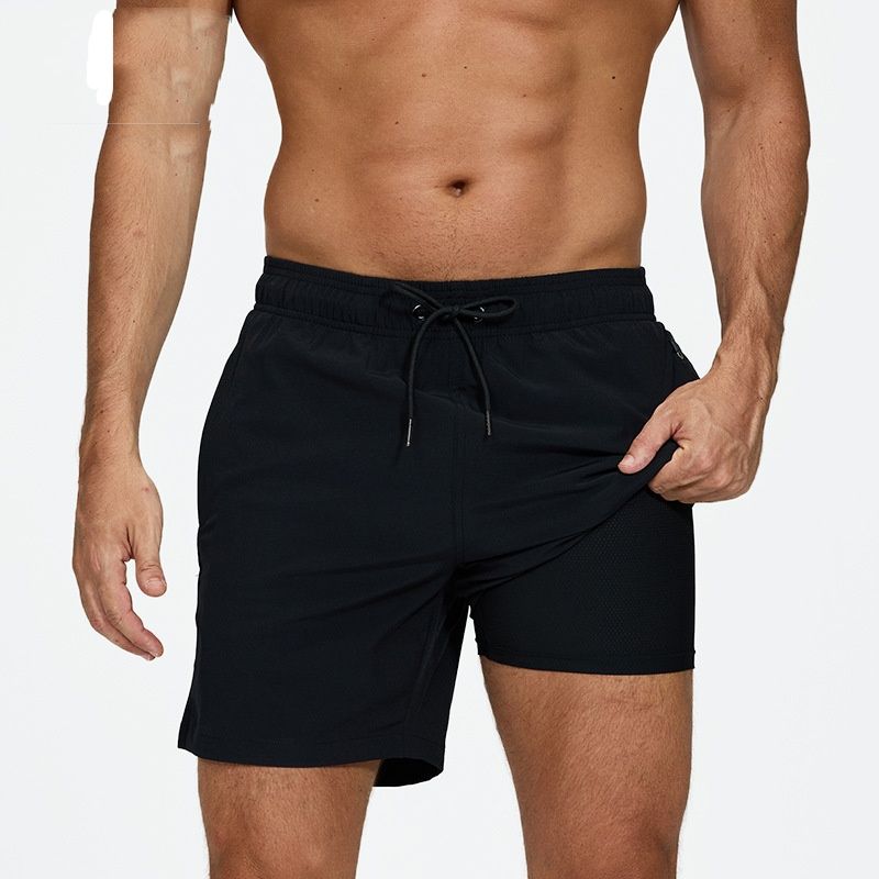 New Men's Beach Pants Quick-Drying Double-Layer Swim Pants Printed Casual Sports Shorts_viptrois.com