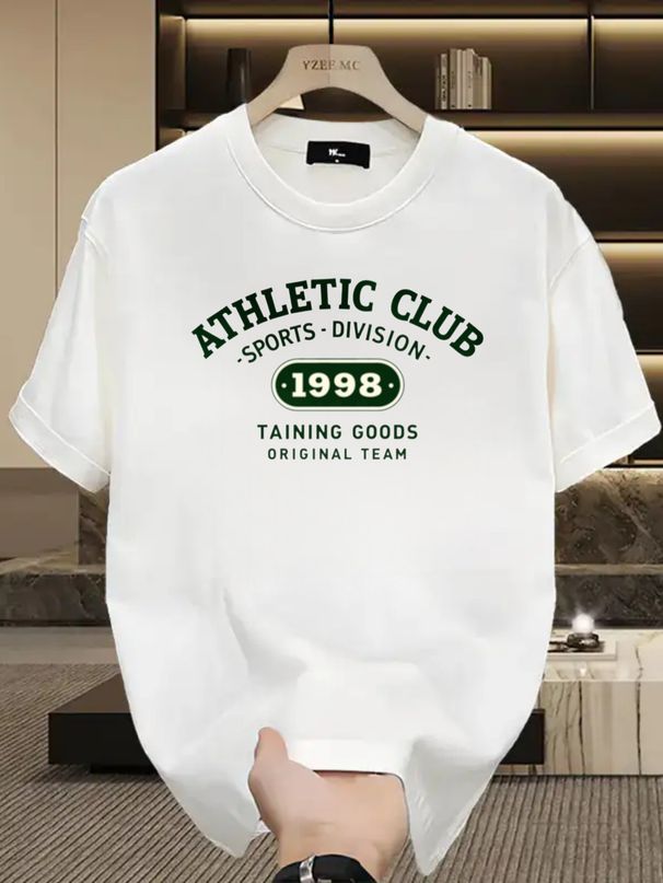 Men's 100% Cotton Short Sleeve T-Shirt With Watercolor Rose Logo, Casual Loose Fit, Streetwear Style_viptrois.com