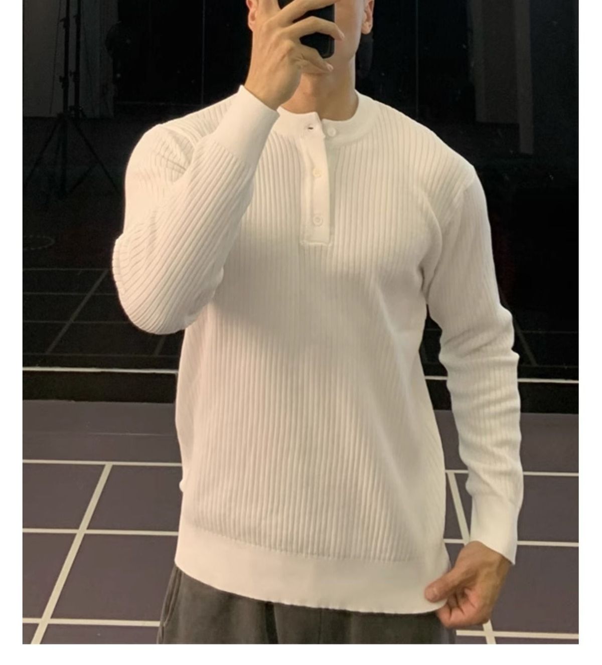 New Henry Collar Sweater Men's Door Neck Long Sleeved Knitted Sweater_viptrois.com