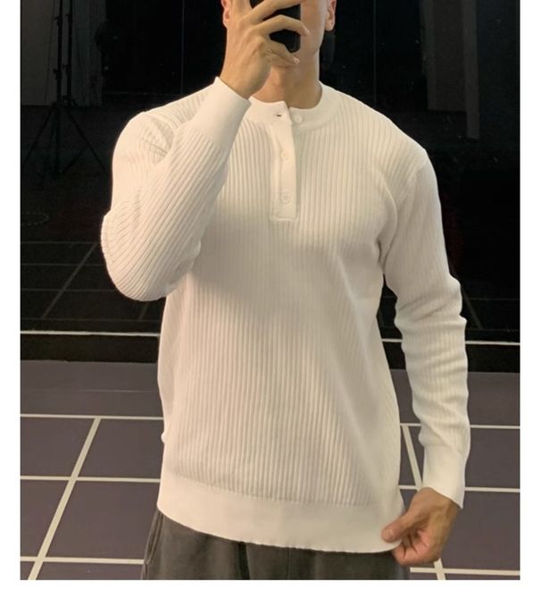 New Henry Collar Sweater Men's Door Neck Long Sleeved Knitted Sweater_viptrois.com