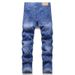 Punk Dark Blue Beaded Fashion Trend Non Elastic Loose Straight Men's Jeans_viptrois.com