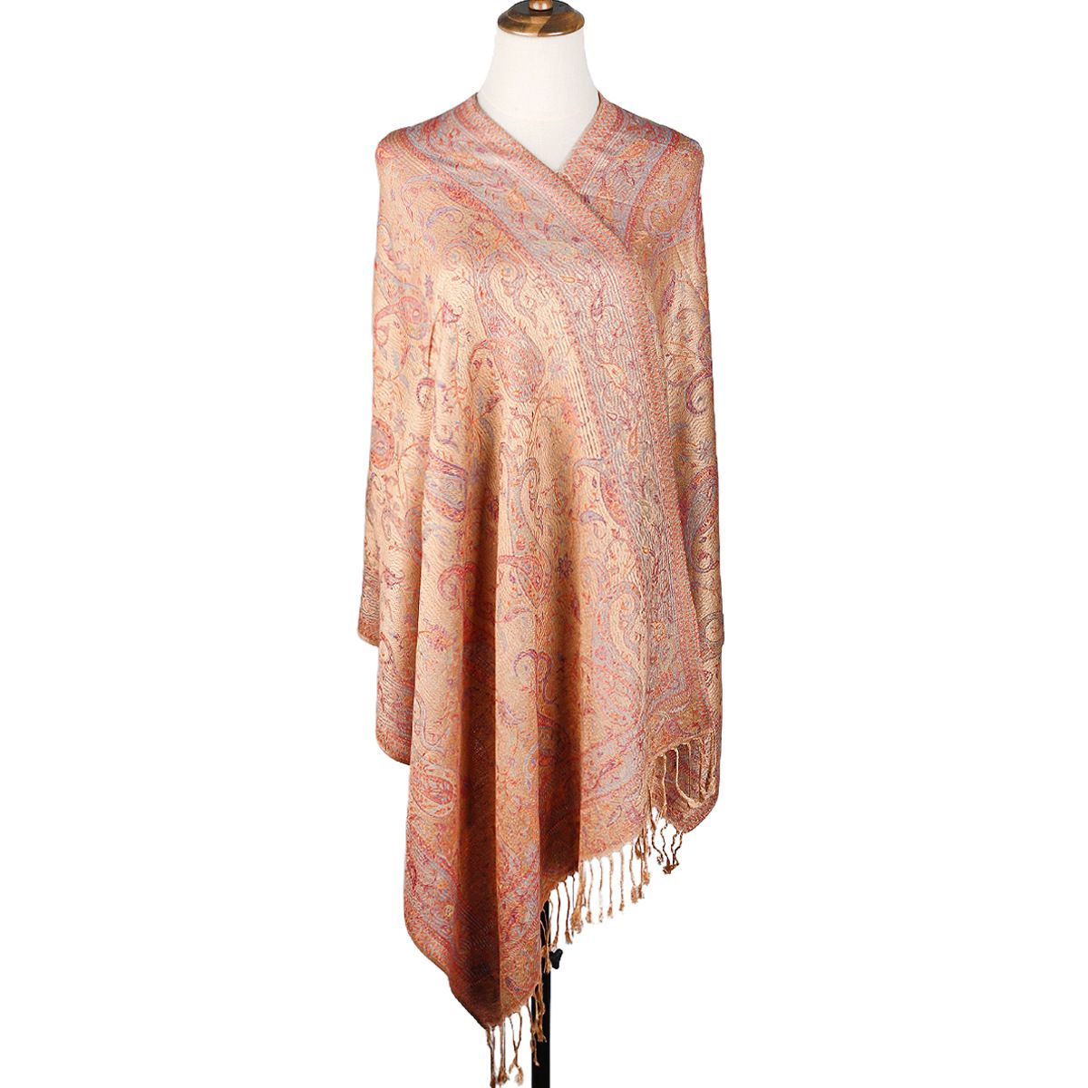 Muslim headscarf Popular Ethnic Style Cashew Pattern Jacquard Fringe Scarf Woman Shawl Woman_viptrois.com
