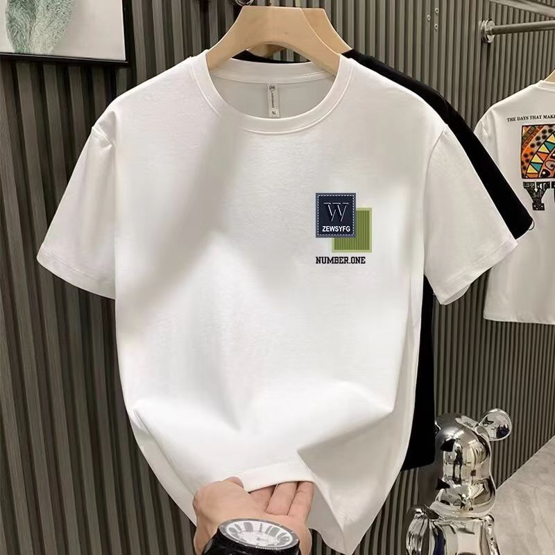 Men's Premium Cotton Short Sleeve T-Shirt With Geometric Print, Relaxed Fit Crew Neck Casual Top For Daily Wear_viptrois.com