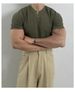 Men's Clothing Summer New Short Sleeved Sweater Men's Henley Collar Button Slim Fit Business Ice Silk Trend T Shirt_viptrois.com