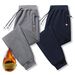 Men's Plus Size Velvet Sweatpants - Loose Fit Straight Leg Casual Pants, High Elastic Comfort, 4 Colors (Black, Gray, Blue, Light Gray)_viptrois.com