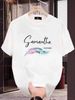 【DORAE】2026 Unisex T-shirt (100% Cotton) Navy ("Samantha Feather" Print & Romantic Calligraphy Design) – Casual Style For Everyday Casual_viptrois.com