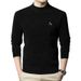 1 Cross-Border Winter Fleece-Lined Thickened 2025 New Half-Turtle Neck Embroidered Fashionable Warm High-End Men's Sweater_viptrois.com