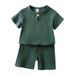 Toddler Boys Clothing Summer Simple Chinese Style Cotton And Linen Thin Breathable Suit Boys And Girls Short Sleeve Shorts Two Piece Set Loose_viptrois.com