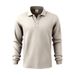 Men's Heavyweight Vintage Polo Shirt Long Sleeve Button-Up Shirt With Jacquard Collar, Breathable & Quick-Dry (Navy, Black, Olive, Khaki, Iron Gray)_viptrois.com
