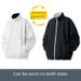 Reversible Streetwear Jacket – Unisex Two-Sided Stand Collar Coat With Zip Closure (M-3XL, Black/White & Red/White & Black/Red)_viptrois.com