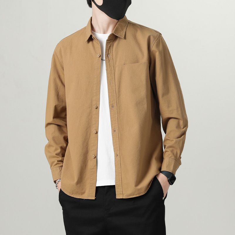 Men's Pure Cotton Casual Jacket – American-Style Spring/Autumn Lightweight Coat, Breathable & Versatile (White/Black/Blue/Green)_viptrois.com