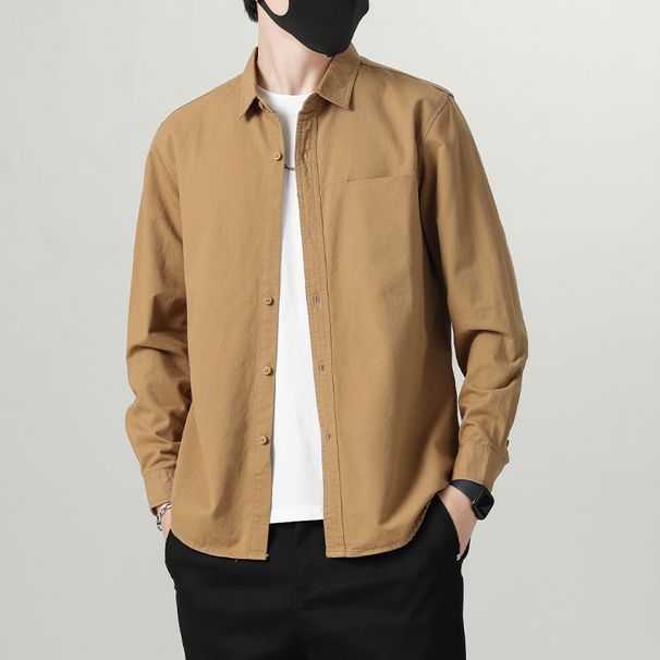 Men's Pure Cotton Casual Jacket – American-Style Spring/Autumn Lightweight Coat, Breathable & Versatile (White/Black/Blue/Green)_viptrois.com