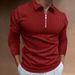Pulse 2025 New Cross-Border European And American Autumn Winter Zipper Striped Long Sleeve Men's Polo Shirt_viptrois.com