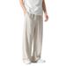 Men's Clothing Linen Pants Men Summer Loose Straight Men's Casual Trousers Spring And Summer New Men's Trousers Summer Drape Cotton And Linen Pants_viptrois.com