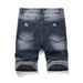Men's Clothing Non Elastic Denim Shorts Summer Loose Straight New Style Old Denim Five Point Hole Pants_viptrois.com