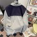 Retro Contrasting Shawl Hoodie Trendy Brand Loose Casual Versatile Couple Top Jacket_viptrois.com