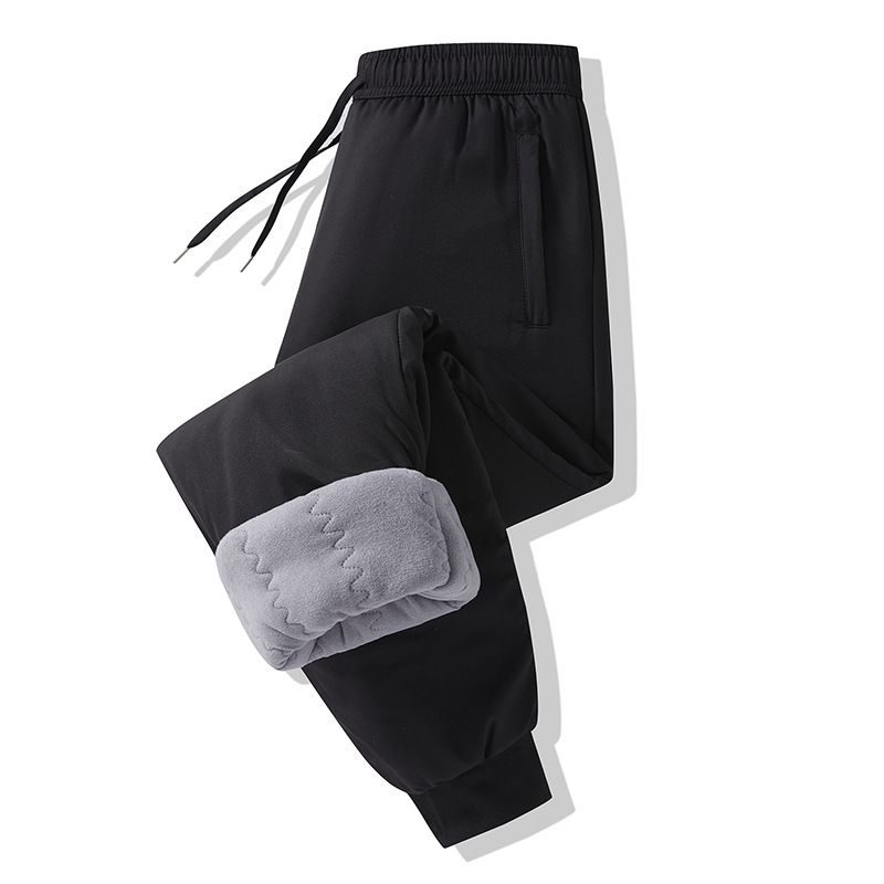 Men's Winter Thermal Pants With Fleece Lining, Windproof & Knee Protection, Elastic Cuffs (Black, Grey, Regular & Plus Sizes)_viptrois.com