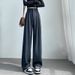 Premium Straight-Leg Trousers For Women – High Waist Wide-Leg Office Pants With Flowy Drape & Anti-Wrinkle Polyester (Summer Collection)_viptrois.com