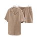 Men's Summer Loungewear Set - Breathable Cotton-Blend Short Sleeve Shirt & Relaxed Shorts, Lightweight & Comfortable For Home, Travel & Casual Wear_viptrois.com