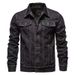 Men's Denim Jacket With Floral Print, Loose Fit Casual Long Sleeve Shirt Coat For Spring & Autumn, Youth Trendy Open Front Coat_viptrois.com