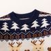 Soft Knit Christmas Cartoon Sweater For Kids - Cozy Round Neck Pullover With Fun Animal & Letter Patterns (2Y-6Y, Red/Navy)_viptrois.com