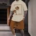 Men's Clothing Men's Casual Vacation Summer Short Sleeved Shorts Suit Coconut Tree Print_viptrois.com