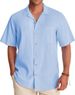 Hot Sale Men's Short Sleeved Shirt Beach Vacation Casual Men's Cotton And Linen Short Sleeved Top_viptrois.com
