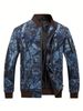 Men's Digital Print Baseball Jacket - Loose Fit Stand Collar Zip Up Outerwear For Casual Street Style_viptrois.com